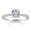 14k White Gold Diamond Engagement Ring with Prong Accents