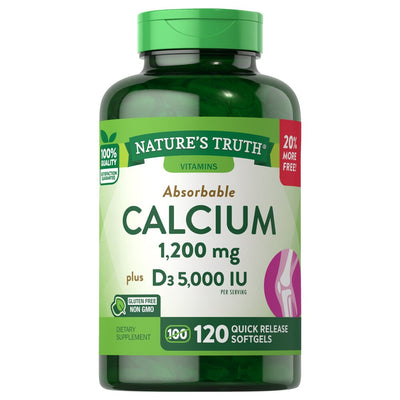 Calcium absorbable de Nature's Truth 120 gélules molles à libération rapide
