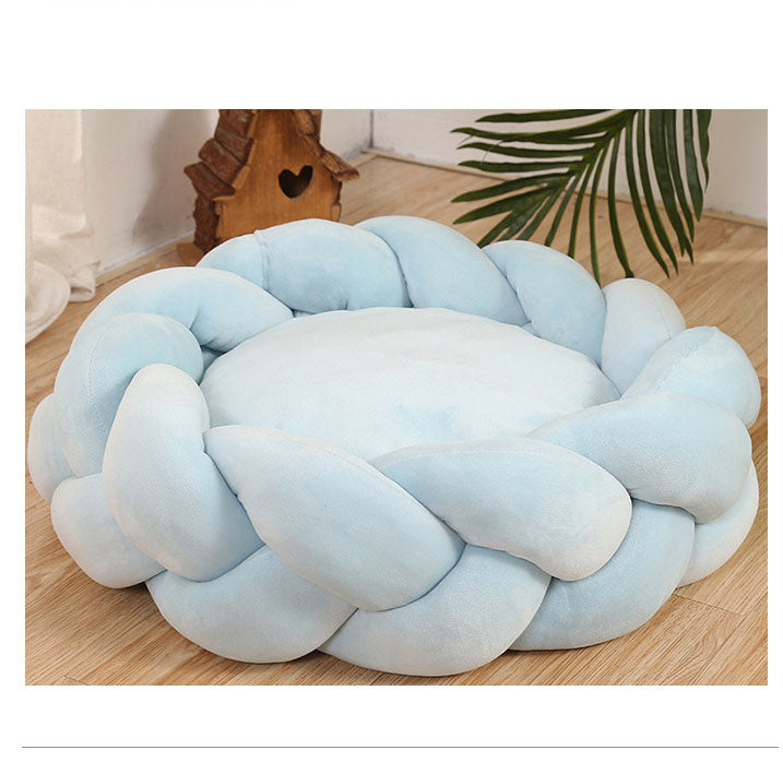 Pet kennel Fried Dough Twists dog kennel filling yarn cat kennel round universal mat detachable cat kennel dog kennel - Korvel
