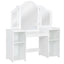 Kids Tri Folding Mirror Makeup Vanity Table Set - White