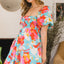 Robe Mini d'Été Imprimée Chic avec Manches Bouffantes