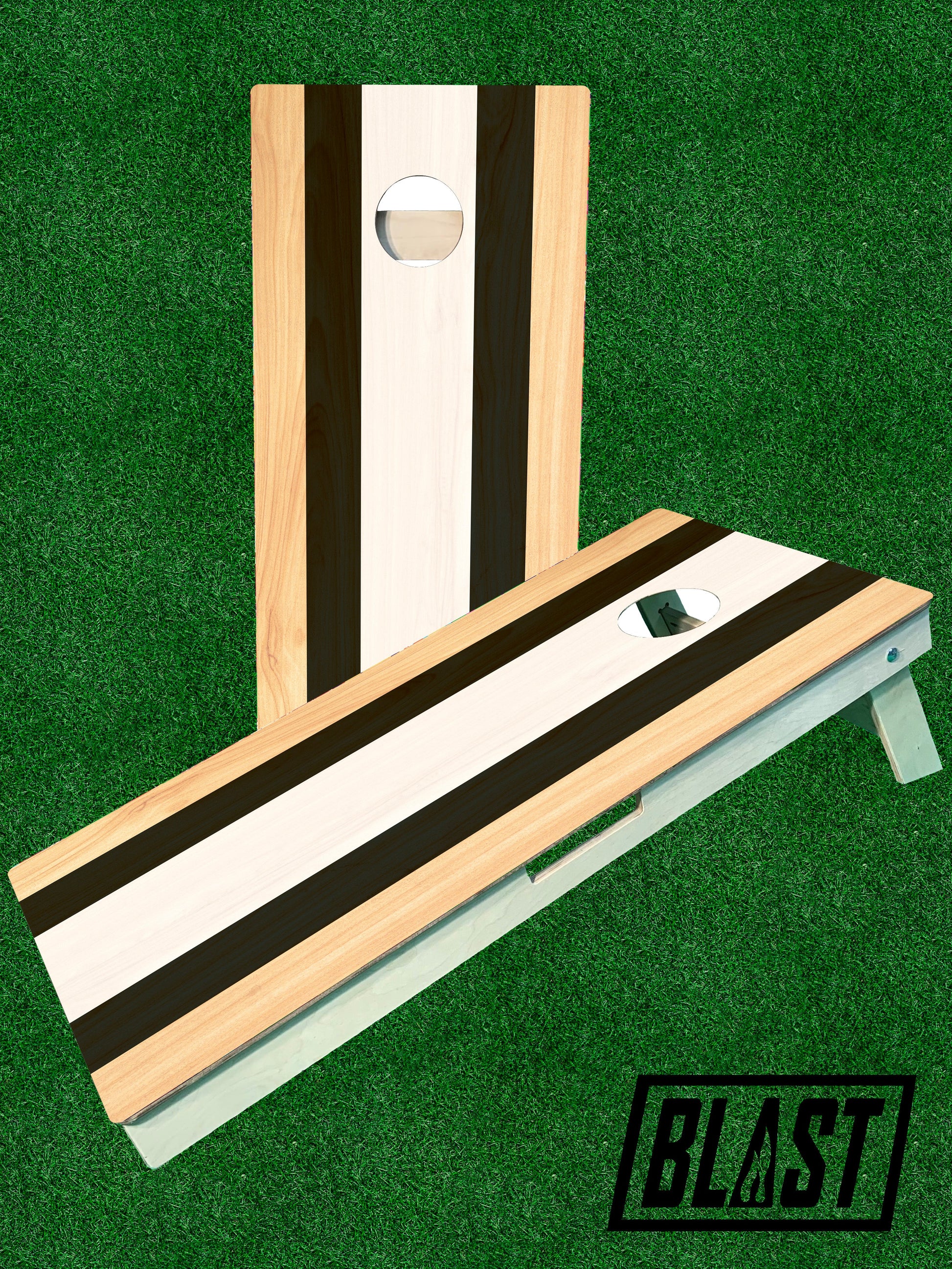 Premium Black & White Striped Cornhole Boards for Ultimate Fun - Korvel