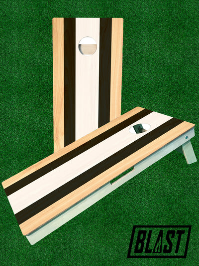 Premium Black & White Striped Cornhole Boards for Ultimate Fun - Korvel