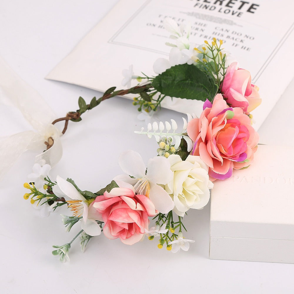 Handmade rattan wreath headband with macaron bright colored headband hairband - Korvel