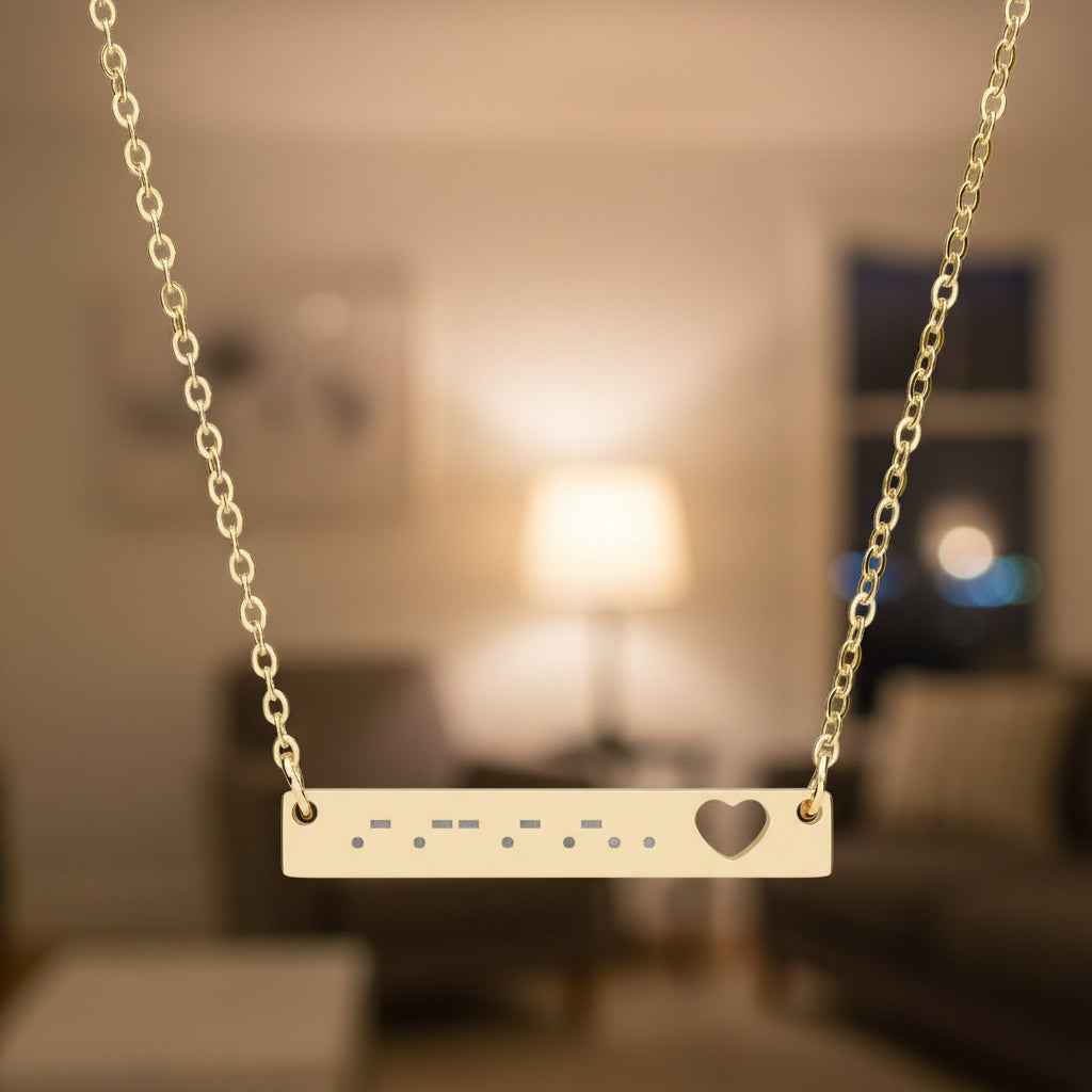 AWARE Morse Code Necklace – Heart Bar Pendant