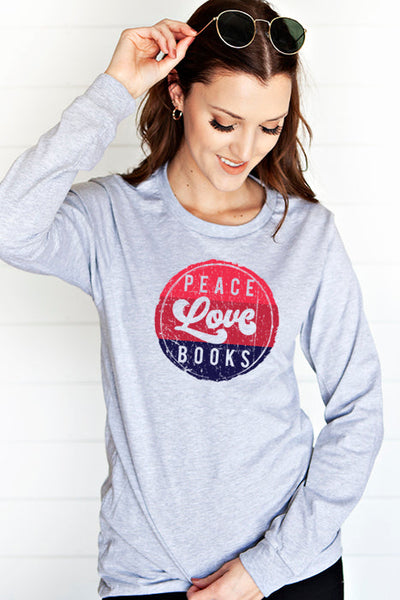 Peace Love Books Long Sleeve Tee