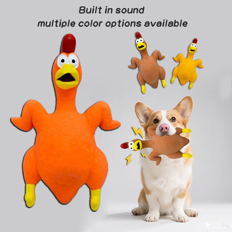 Pet Dog Toy Squeaky Chicken Latex Chew-Resistant for Large and Medium Dogs Boredom Relief Sound-Making Toy for Puppies - Korvel