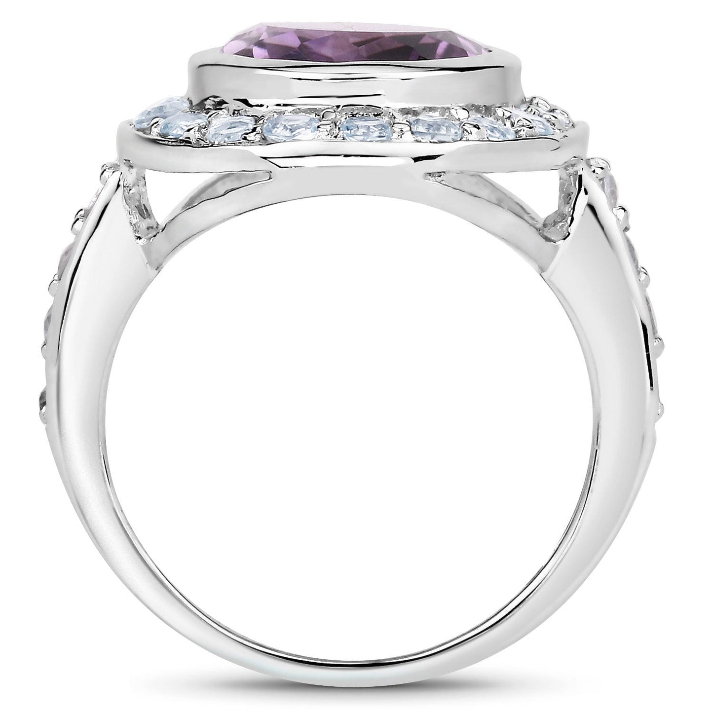 4.77 Carat Genuine Amethyst and Blue Topaz Sterling Silver Ring