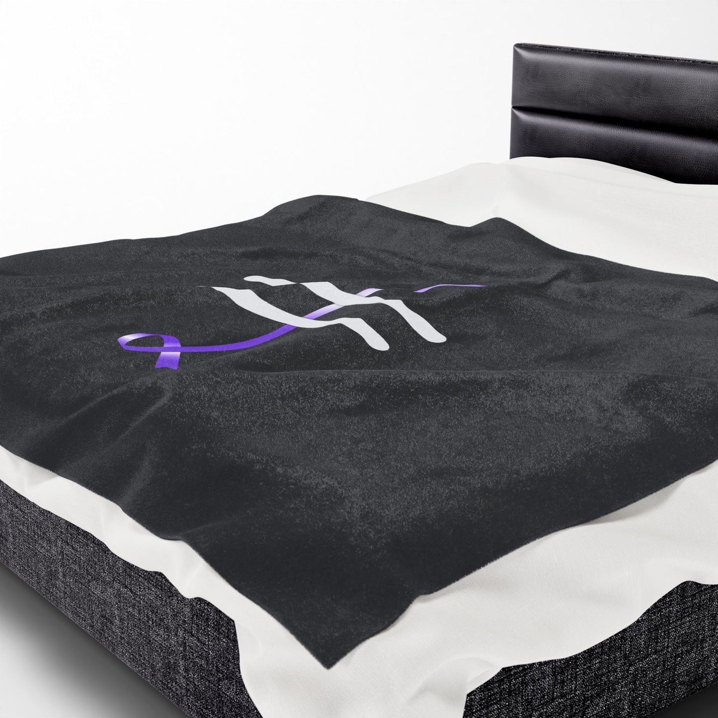 Manta de Terciopelo de Concienciación sobre la Epilepsia – Diseño de Cinta Morada