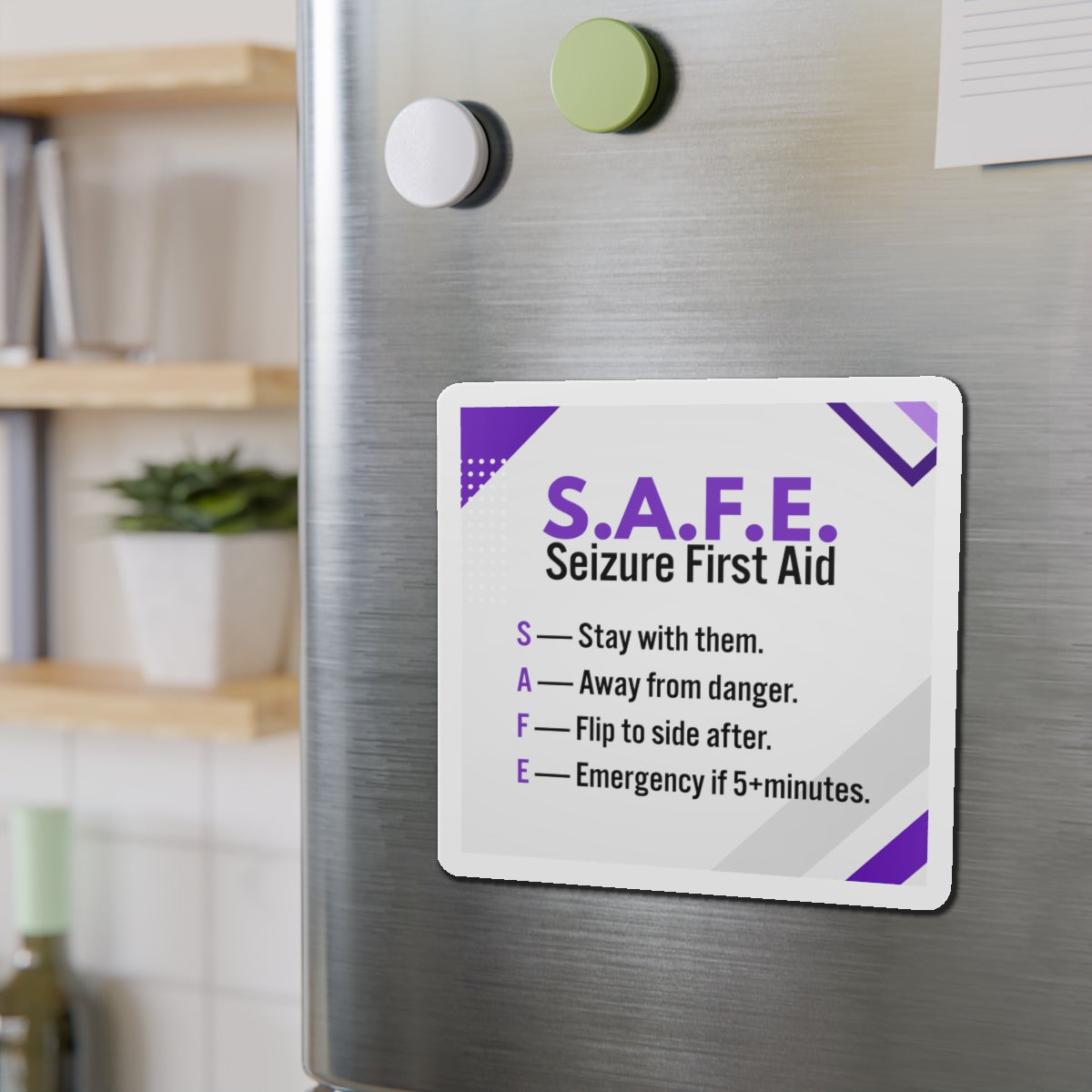 Imán de Primeros Auxilios para Convulsiones S.A.F.E. - Guía de Concienciación sobre la Epilepsia