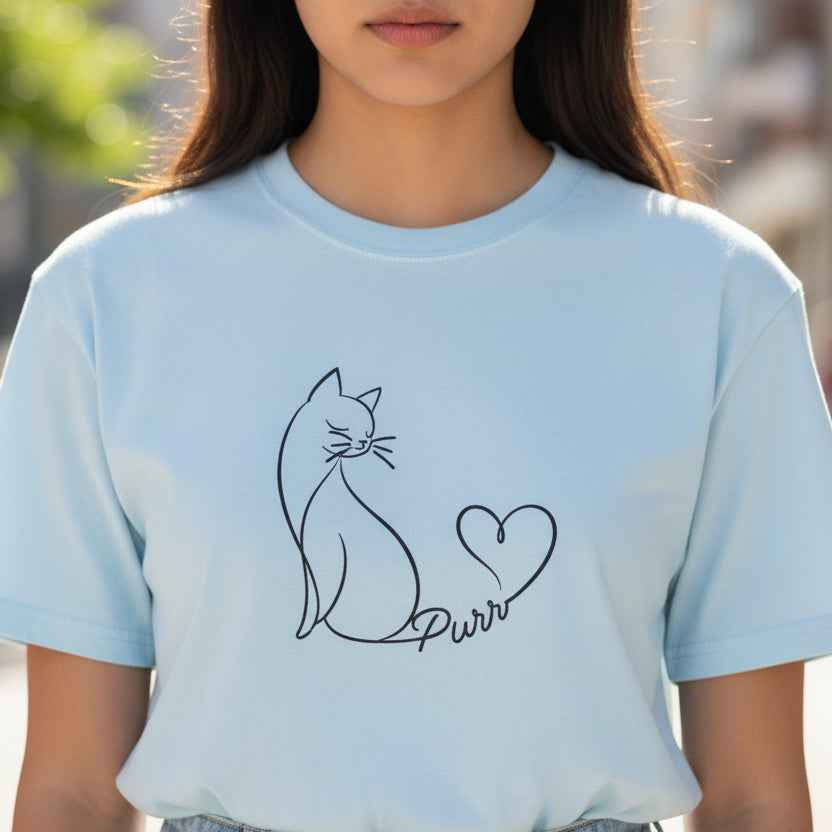 Purr Line Art Cat Unisex T-Shirt