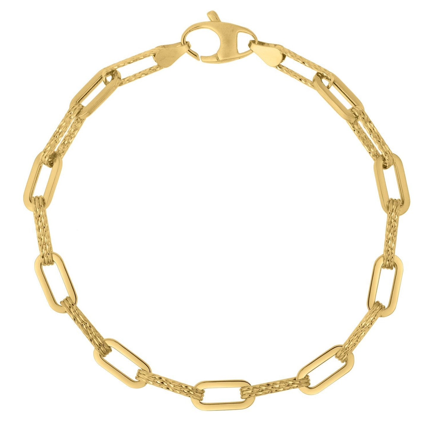 Bracelet en chaîne en papier clip en diamants en or jaune 14k