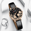 Montre élégante pour femmes étanche avec design de fleurs en découpage