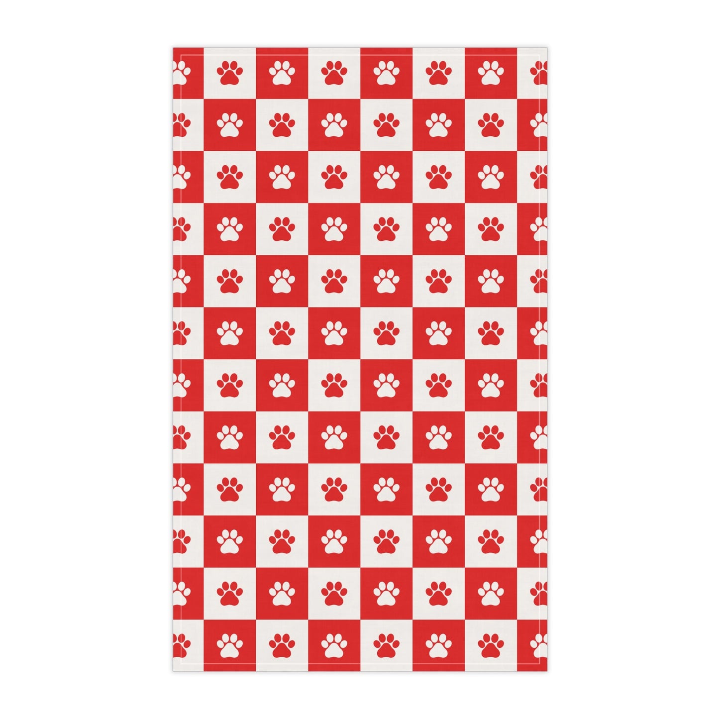 Torchons de cuisine à pattes rouges et blanches - Options en coton et polyester