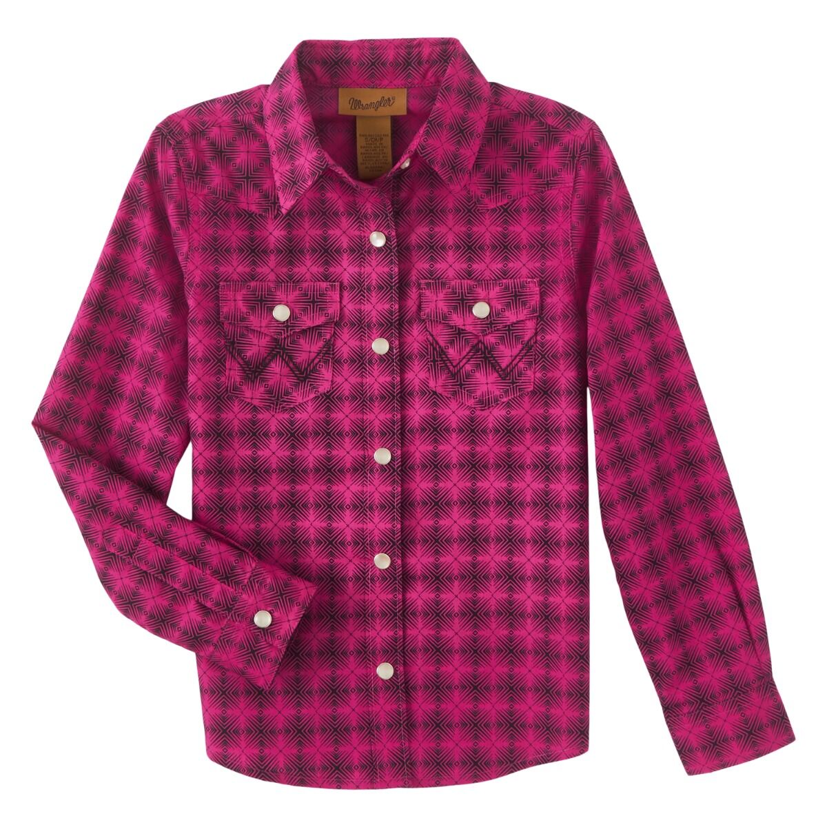 Chic Pink Geo Print Button-Down Shirt for Girls - Korvel