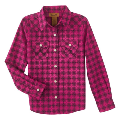 Chic Pink Geo Print Button-Down Shirt for Girls - Korvel