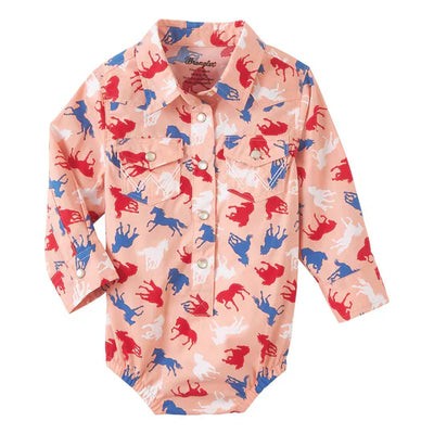 Wrangler Infant Horse Print Button Down Shirt - Pink - Korvel