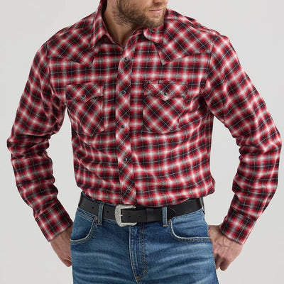 Wrangler Men's Retro Red Plaid Flannel Shirt - Korvel