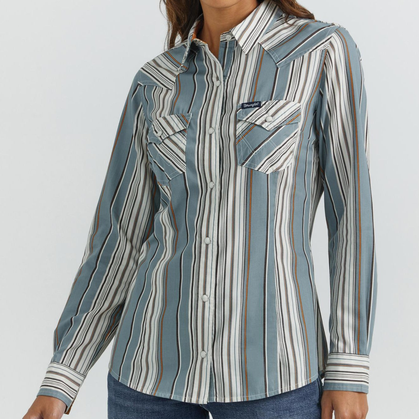 Vintage Grey Stripe Button-Up Shirt for Women | Wrangler - Korvel