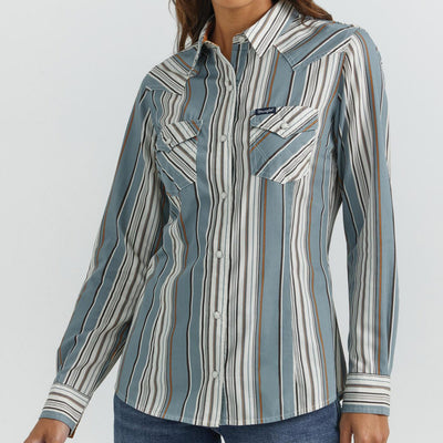 Vintage Grey Stripe Button-Up Shirt for Women | Wrangler - Korvel