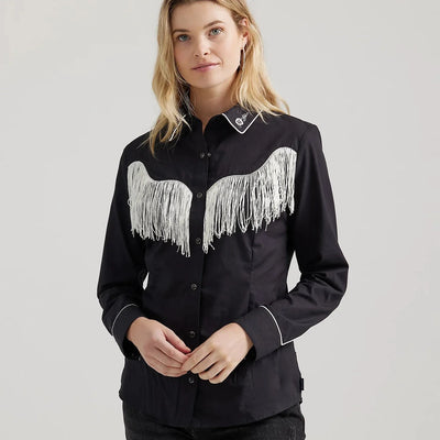 Retro Chic Black Wrangler Women's Shirt - Korvel