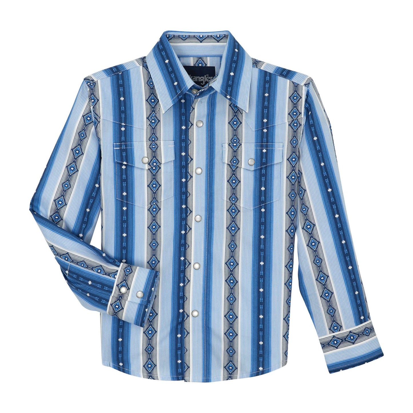 Wrangler Boys' Blue Checotah Print Shirt - Korvel