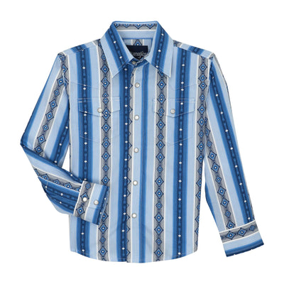 Wrangler Boys' Blue Checotah Print Shirt - Korvel