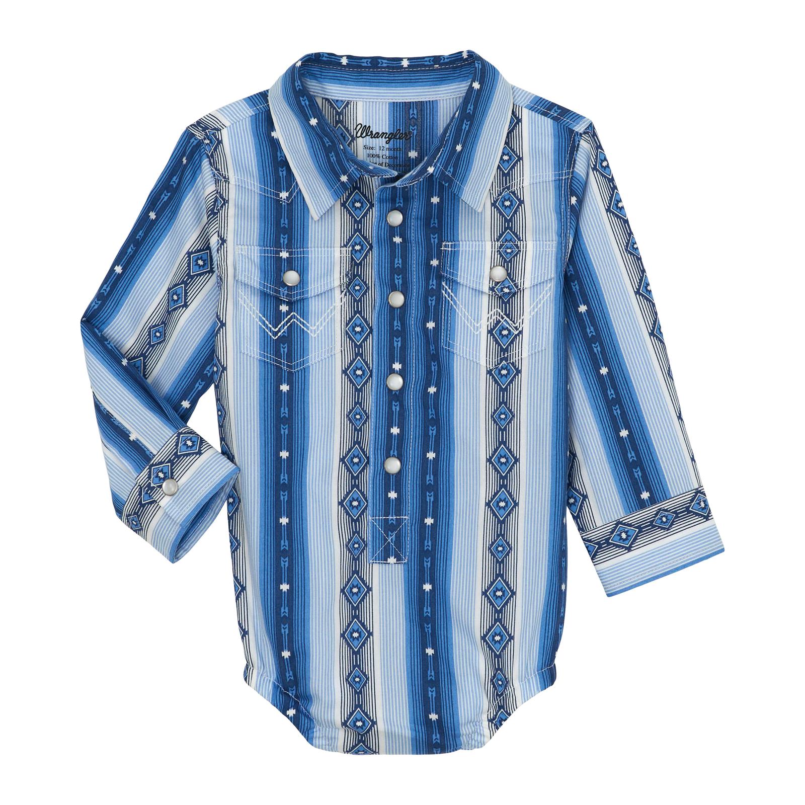 Wrangler Infant Blue Checotah Print Bodysuit - Korvel