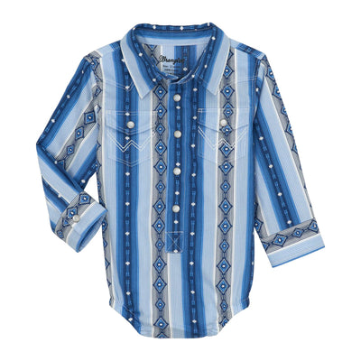 Wrangler Infant Blue Checotah Print Bodysuit - Korvel