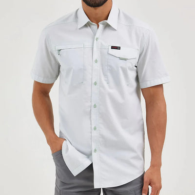 Wrangler Men's Short Sleeve Slit Green Shirt - Korvel