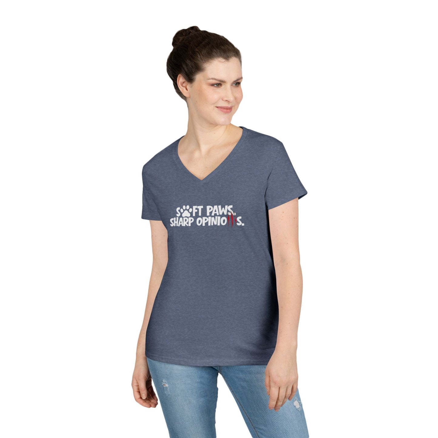 Soft Paws, Sharp Opinions T-shirt V-Neck Femme