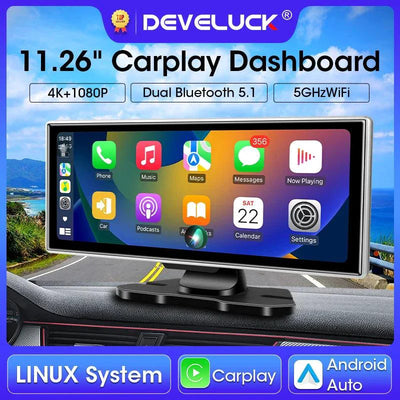 11.26 Inch 4K Dash Cam with Dual Lens and Wireless Connectivity