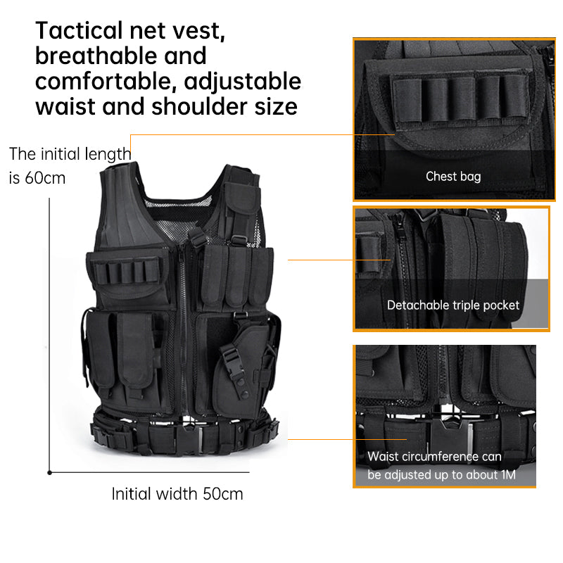 Wholesale Outdoor 6000D Nylon Multi-Pocket Gear Hunting Camouflage Breathable Training Equipment Tactical Grid Vest - Korvel