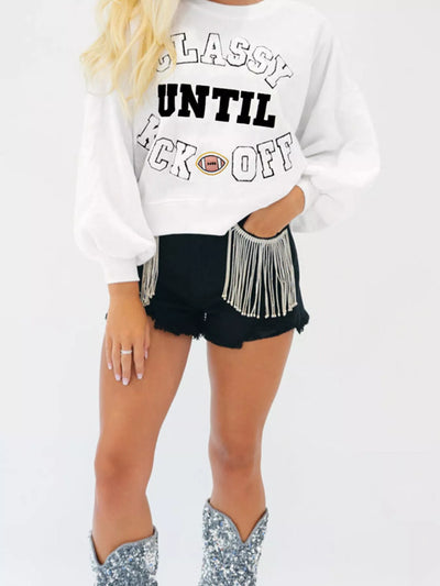 Plush Letter Patched Loose Sweatshirt