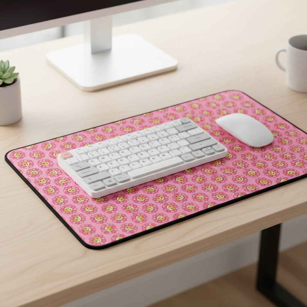 Tapis de bureau à motif de chat rose Blooming Chaos