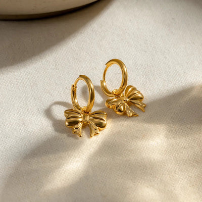 18K Gold-Plated Bow Earrings - Korvel