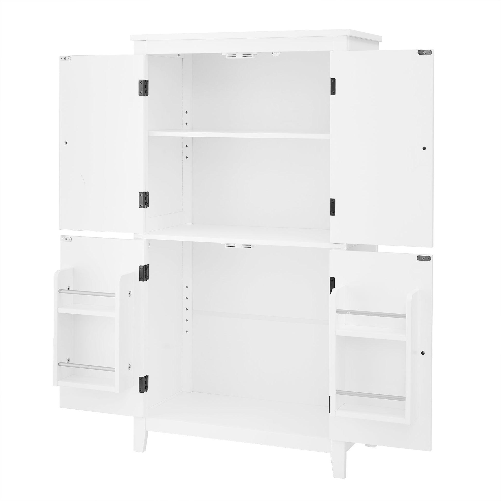 Bathroom floor storage cabinet, bathroom storage unit, 4-door independent cabinet, adjustable shelf, adaptive shelf, white - Korvel