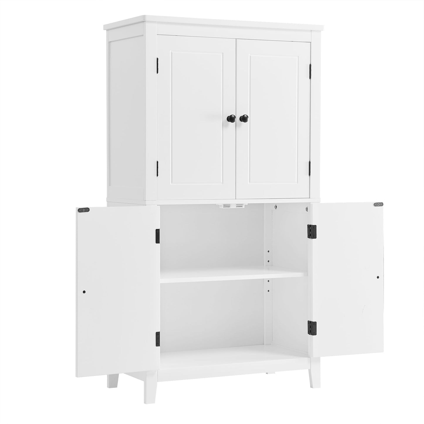 Bathroom floor storage cabinet, bathroom storage unit, 4-door independent cabinet, adjustable shelf, adaptive shelf, white - Korvel