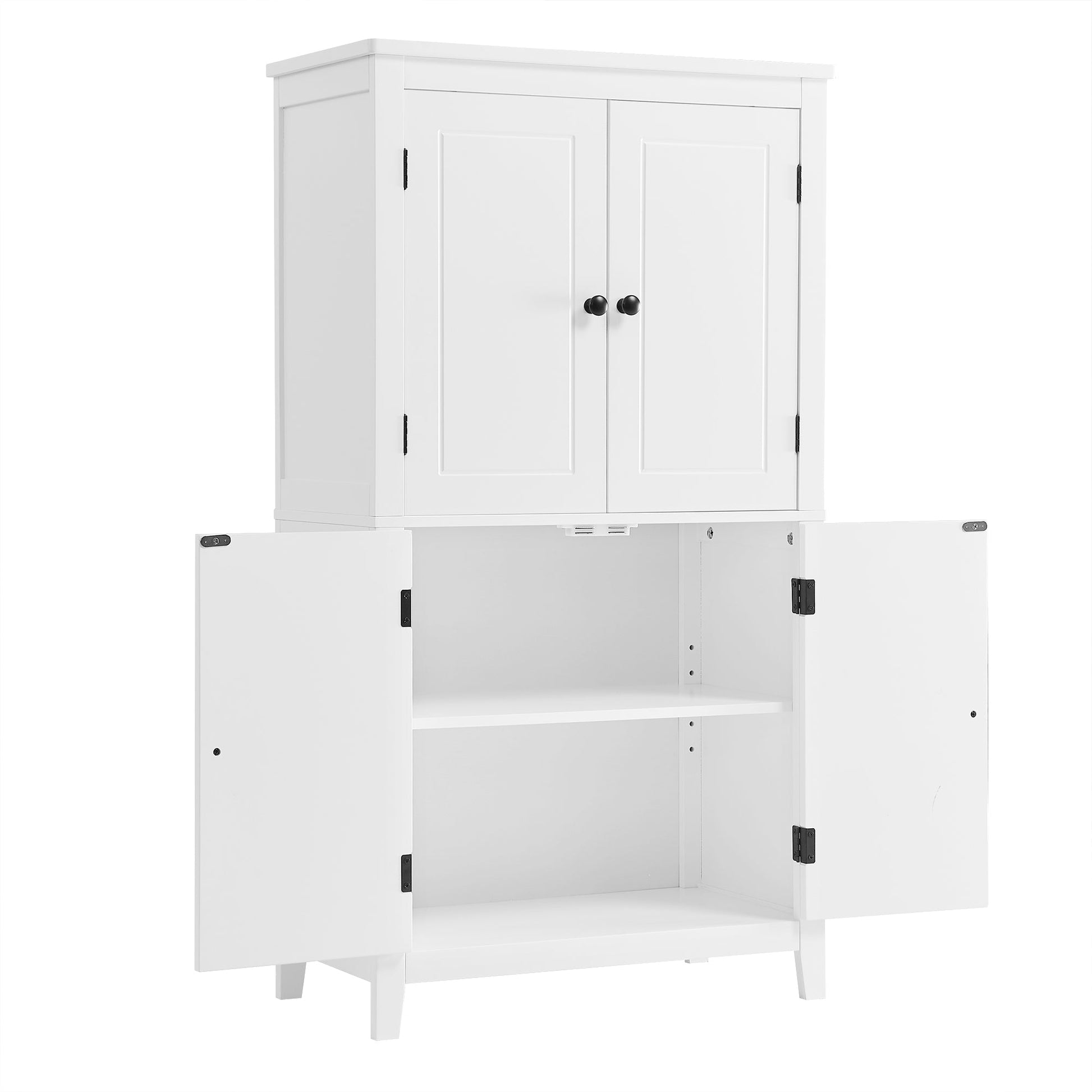 Bathroom floor storage cabinet, bathroom storage unit, 4-door independent cabinet, adjustable shelf, adaptive shelf, white - Korvel