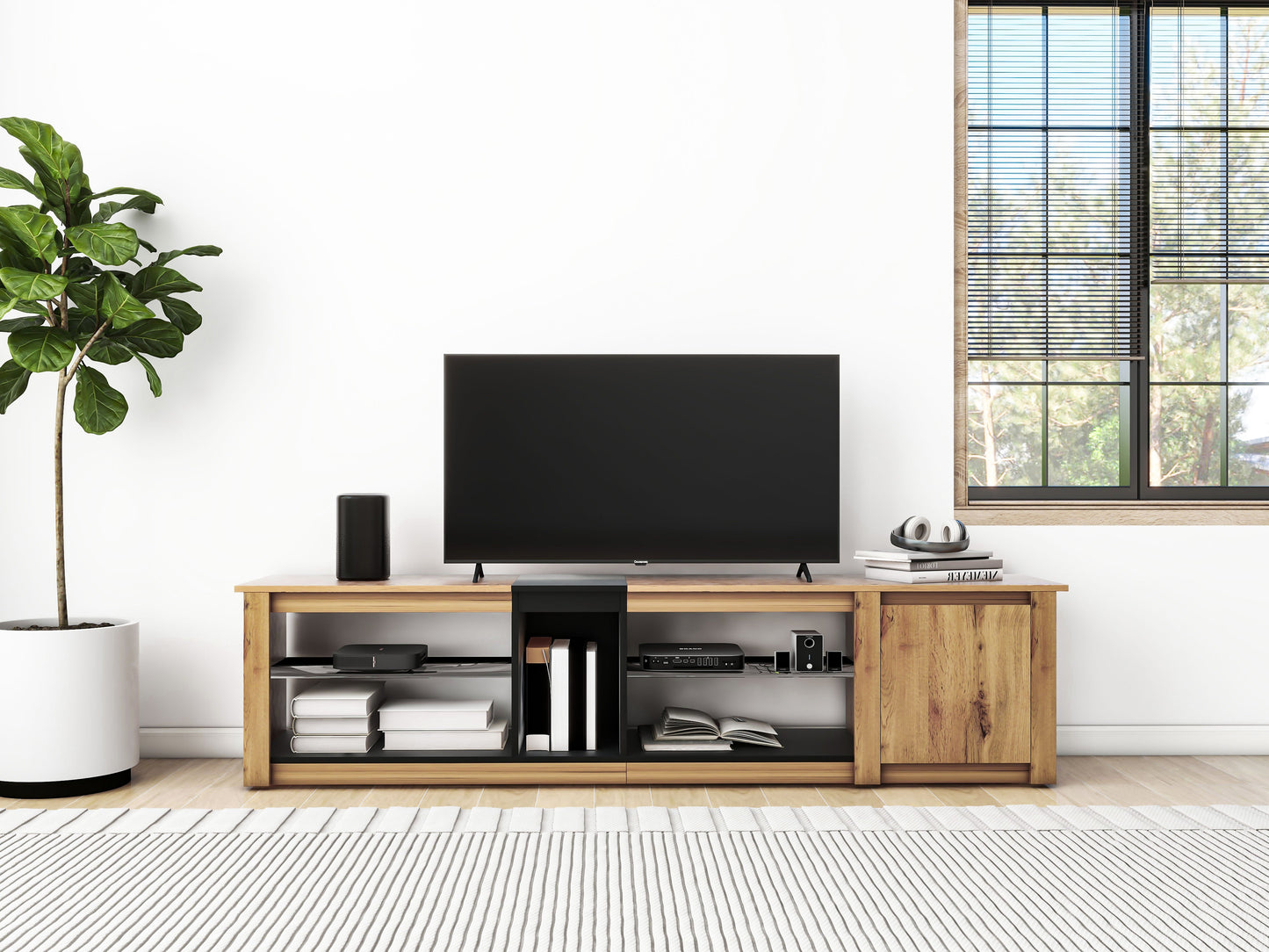 Meuble TV moderne pour téléviseurs jusqu'à 80 pouces avec éclairage LED