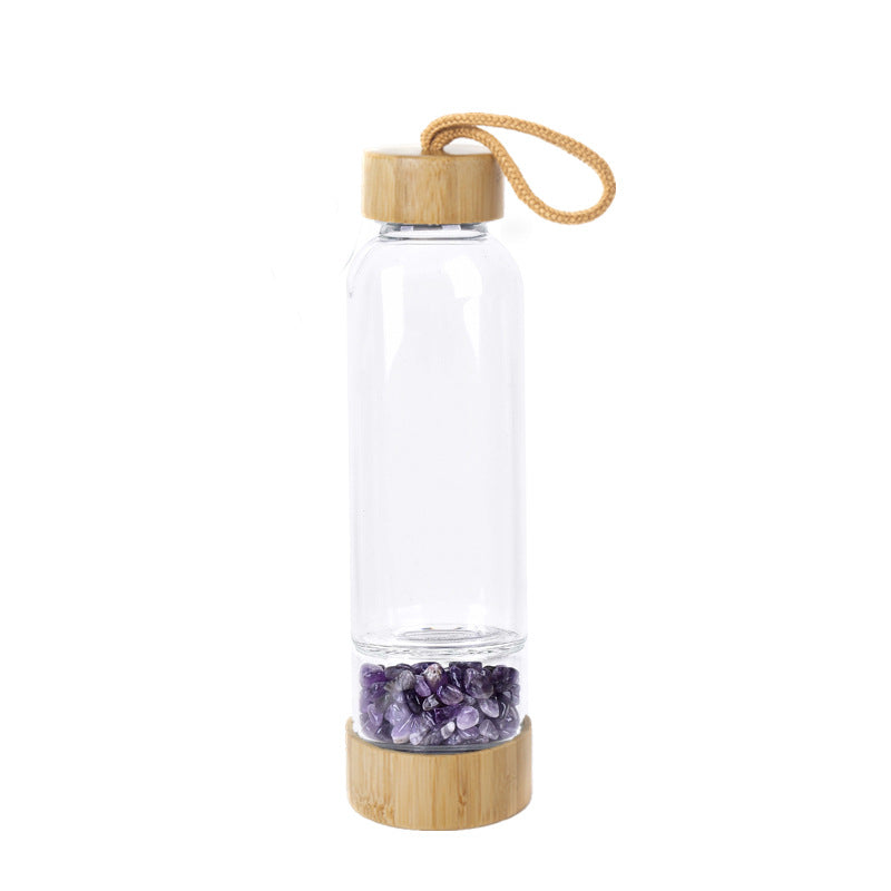 Bouteille d'eau en gravier de cristal naturel