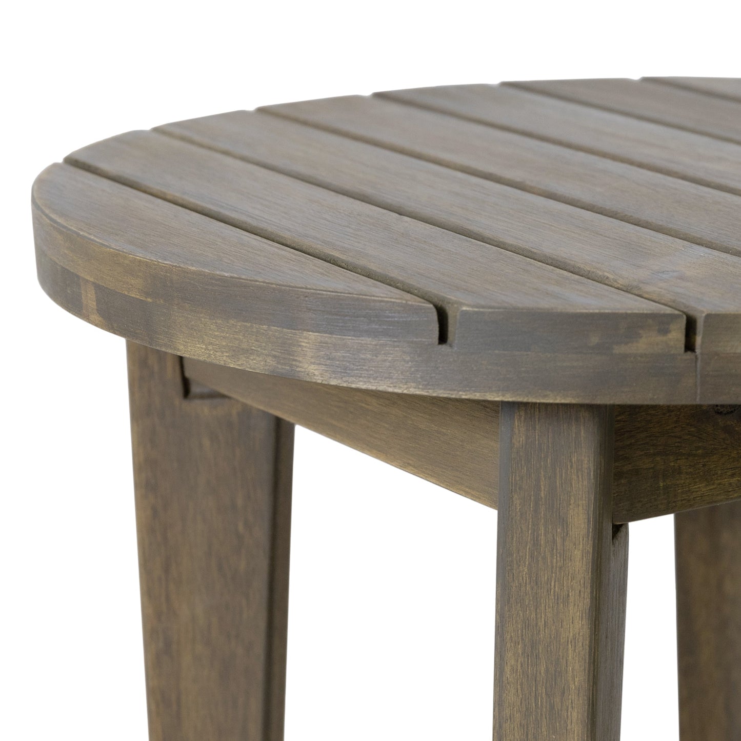 Outdoor 16" Acacia Wood Side Table, Gray Finish - Korvel