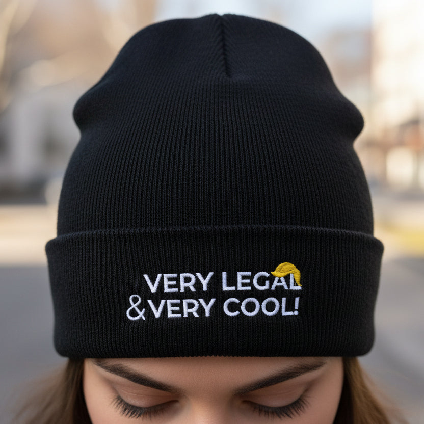 Bonnet tricoté brodé très légal et très cool