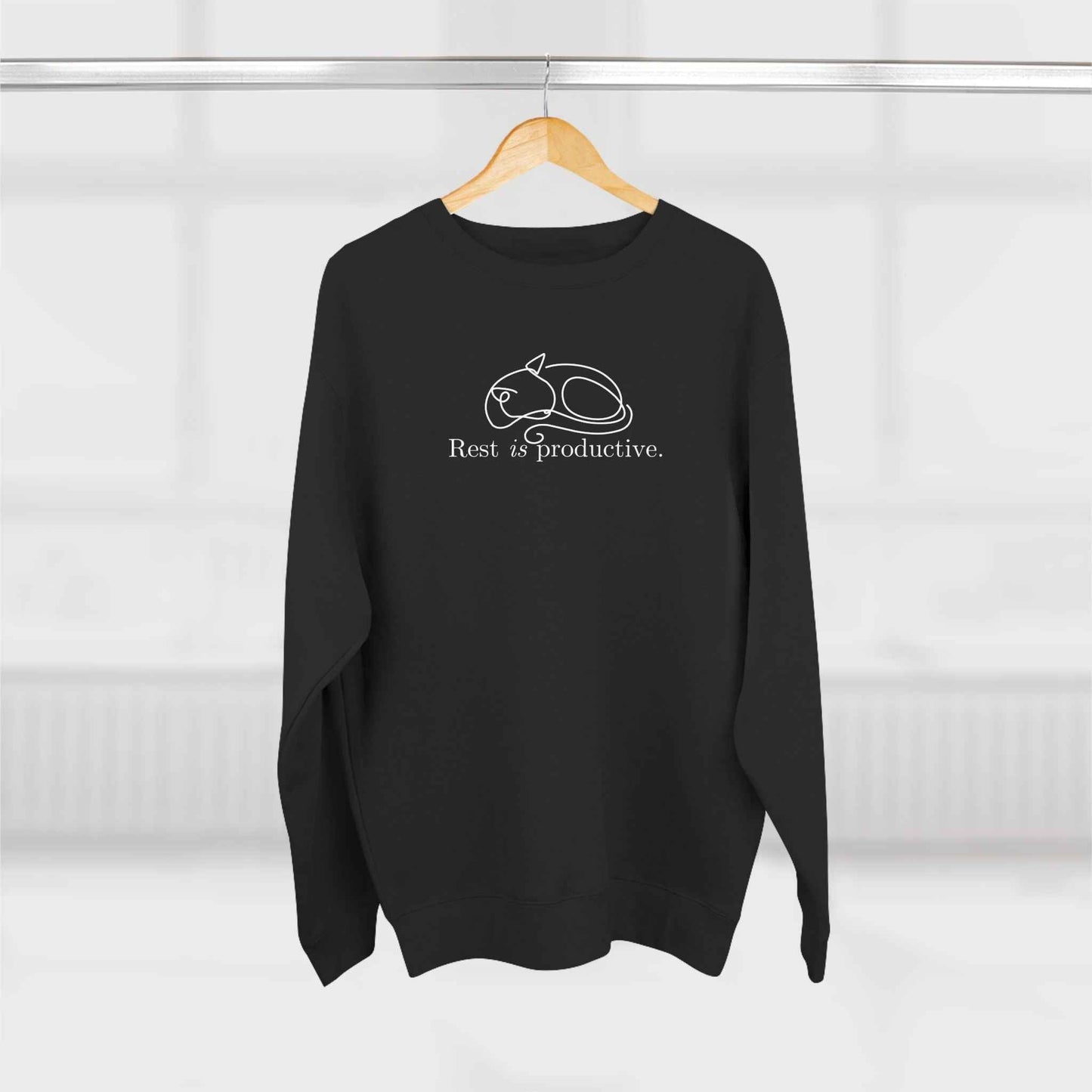 Sudadera Minimalista de Gato 'Descansar es Productivo'