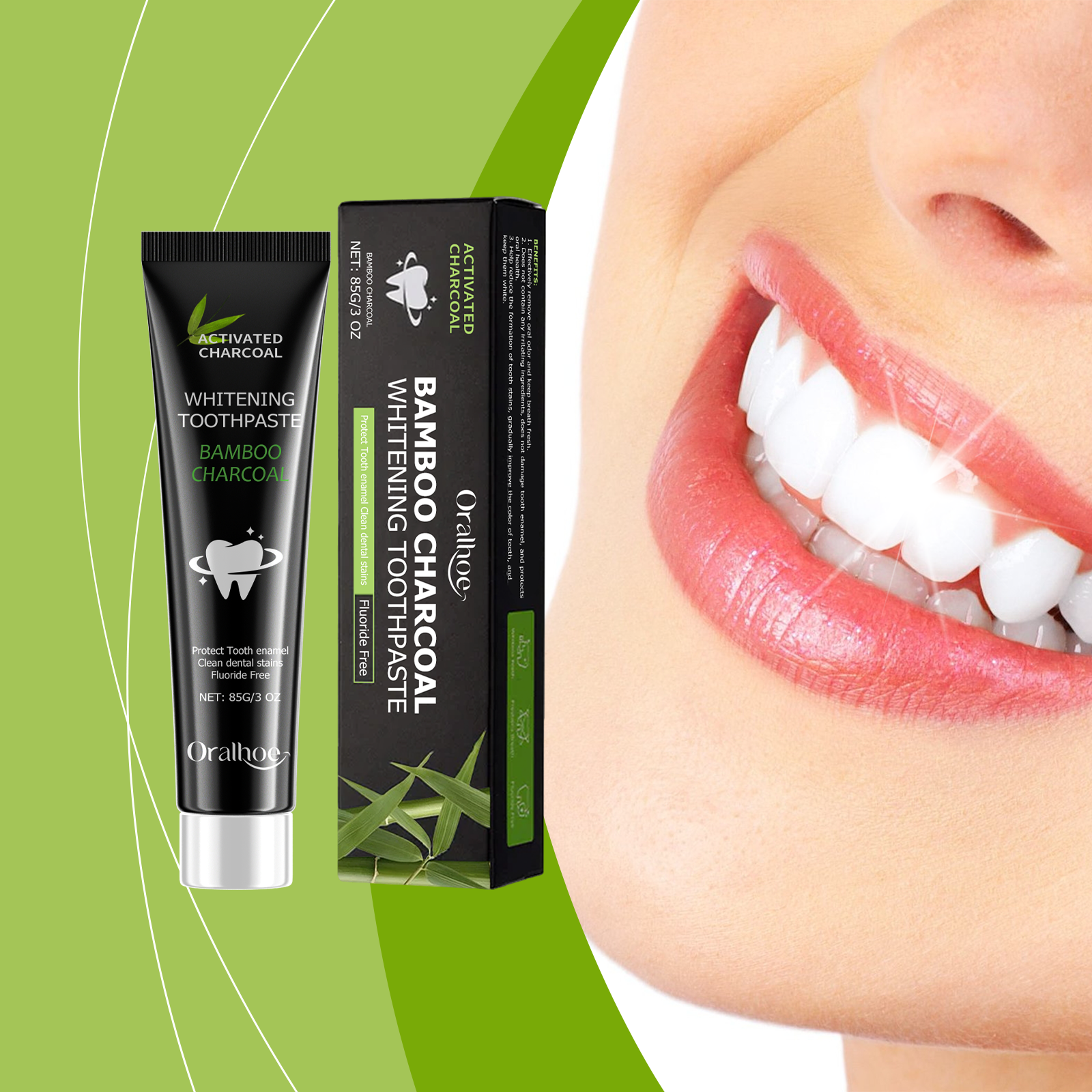 Bamboo Charcoal Toothpaste Freshen Breath, Brightening Teeth And Improving Yellow Tooth Stain Removal Toothpaste - Korvel