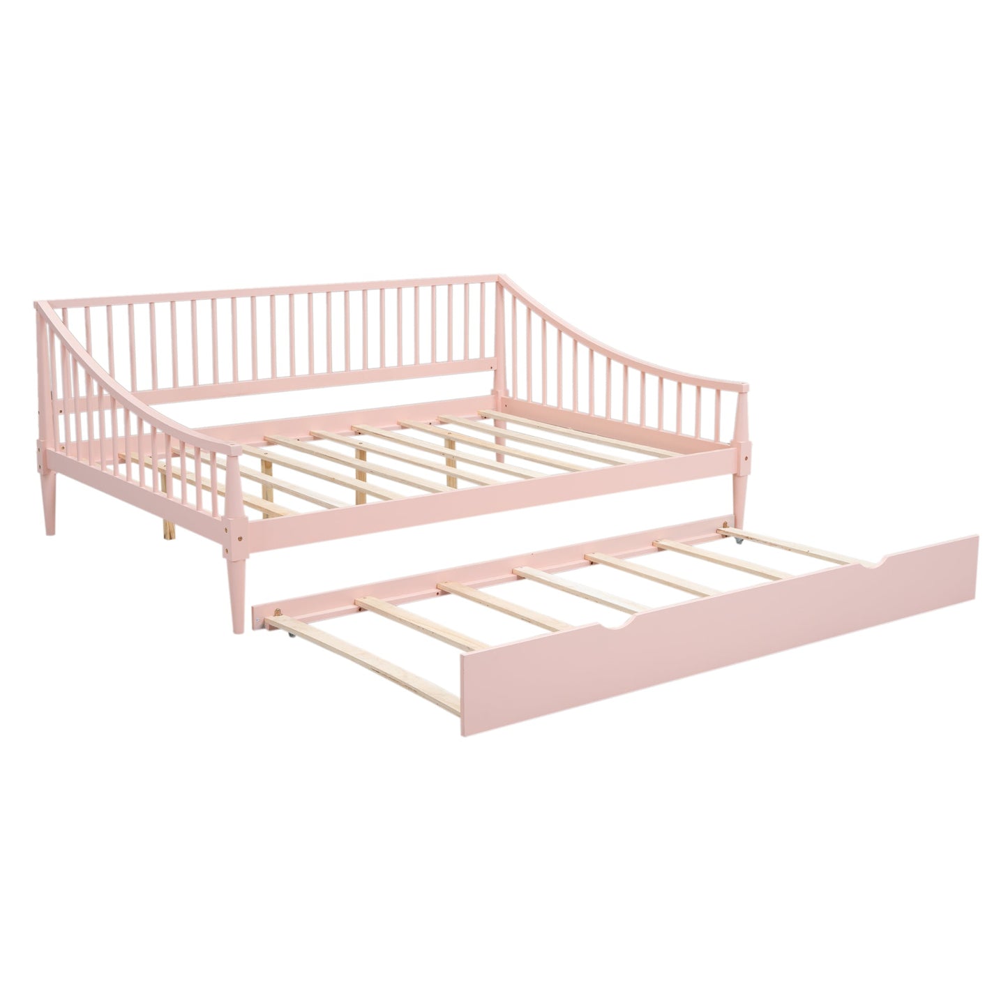 Full Size Pink Daybed with Trundle and Support Legs