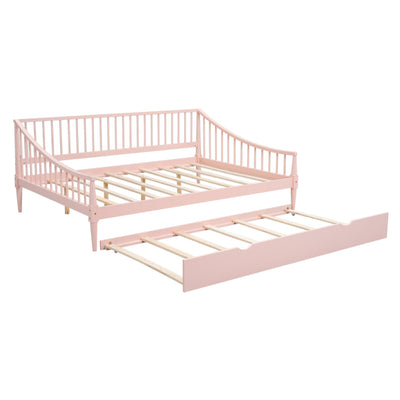 Full Size Pink Daybed with Trundle and Support Legs