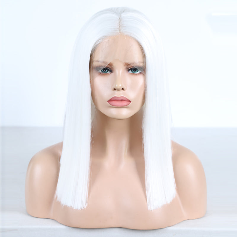 Premium White Synthetic Lace Part Bob Wig with Baby Hair