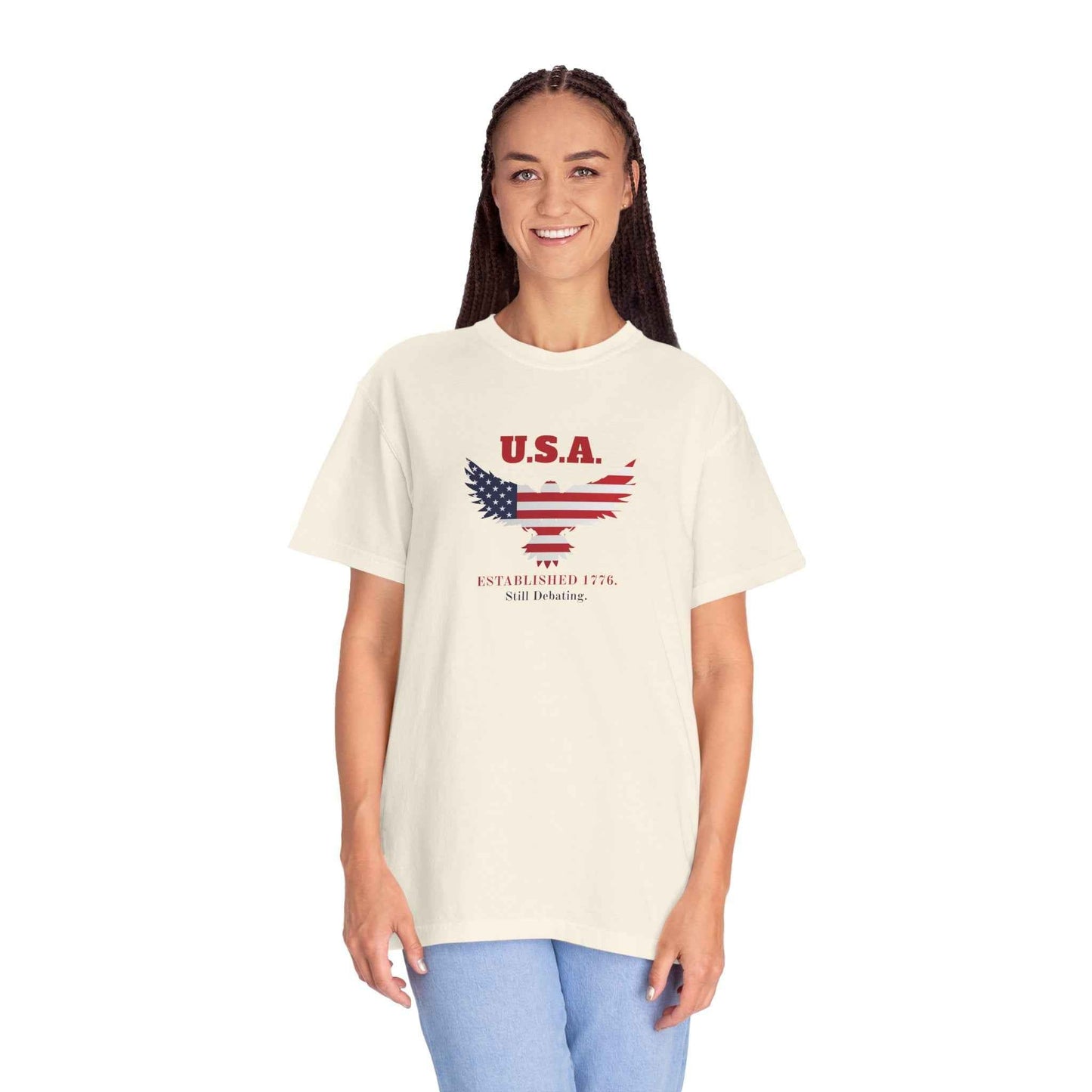 U.S.A. Still Debating Tee – Patriotic Humor Shirt