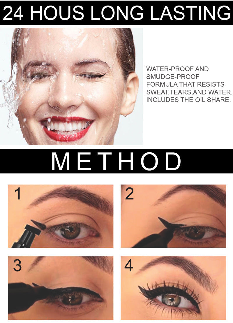 Seal Eyeliner Liquid Pen Quick-Drying Non Smudge Waterproof Eyeliner Double-Ended Eyeliner Beauty Makeup - Korvel